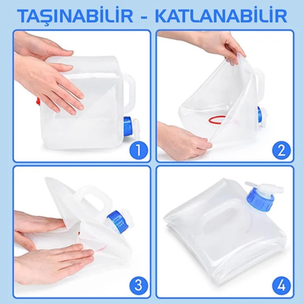 Katlanabilir Musluklu Su Bidonu - 15 Litre - Su Sebili - Argeus - 5