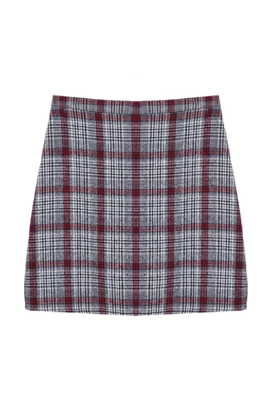 Kadın Moda Stil Mini Astarsız Dokuma Ekose Kaşe Kumaş Mini Dokuma Etek