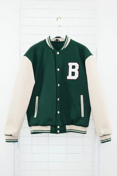 Unisex Moda Şık Regular Bomber Yaka Standart Düz Astarlı Fit Bomber Yaka Kolej Kışlık Ceket Mont