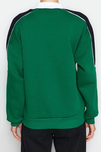 Kadın Gömlek Yaka Reglan Kol Kalın İçi Polarlı Polo Yaka Normal Kalıp Örme Sweatshirt - 6
