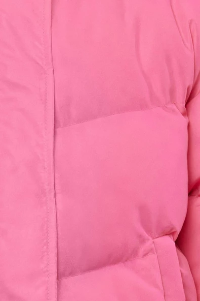 Kadın Moda Şık Regular Dik Yaka Standart Düz Astarlı Regular Su İtici Şişme Mont - 4