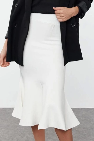 Kadın Moda Stil Midi Astarsız Triko Premium İplik Özel İplik Midi Boy Triko Etek - 2