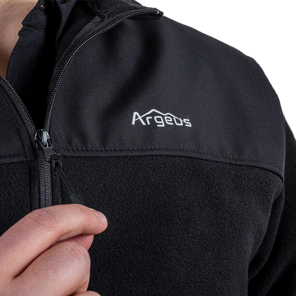 Outdoor Polar Ceket Siyah - Sıcak Tutan Polar - Softshell Omuz - Fermuarlı Cep - Resim 8