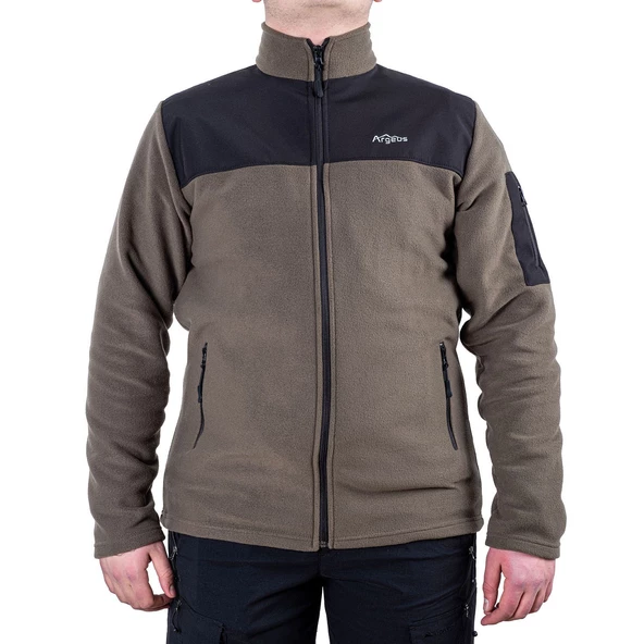 Outdoor Polar Ceket Haki - Sıcak Tutan Polar - Softshell Omuz - Fermuarlı Cep - Resim 2