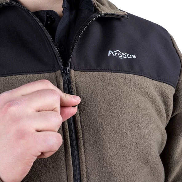 Outdoor Polar Ceket Haki - Sıcak Tutan Polar - Softshell Omuz - Fermuarlı Cep - Resim 8