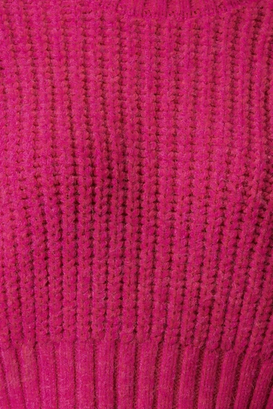 Kadın Moda Şık Dik Yaka Standart Kol Crop Yumuşak Dokulu Basic Kalın Örgü Detaylı Triko Kazak - 3