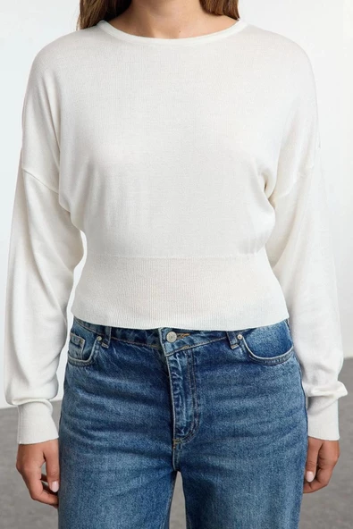 Kadın Moda Şık Bisiklet Yaka Standart Kol Regular Basic Premium Kalite Triko Kazak