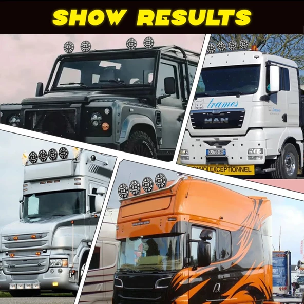 Offroad sis lambası 22 x 22 x 5.2cm yuvarlak beyaz-amber gündüz ledli adet  /  LASS374 - 5