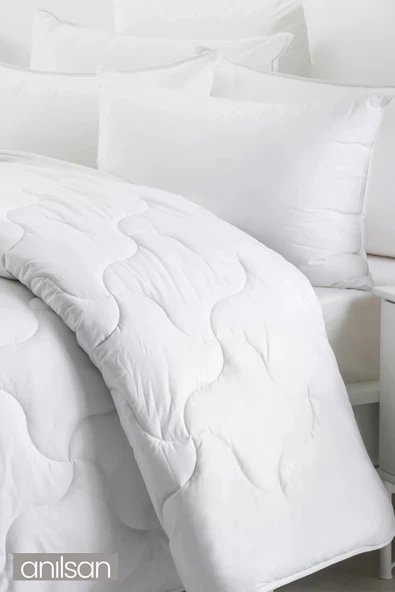 Mikrofiber Battal Çift Kişilik Yorgan, 225x215cm, Beyaz Ev Ve Otel Yorganı, Sade Ve Zarif