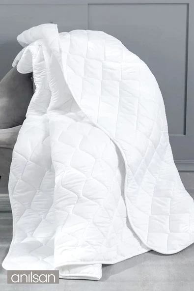Mikrofiber Çift Kişilik Yorgan, 195x215cm, Beyaz Ev Ve Otel Yorganı, Sade Ve Zarif - 4