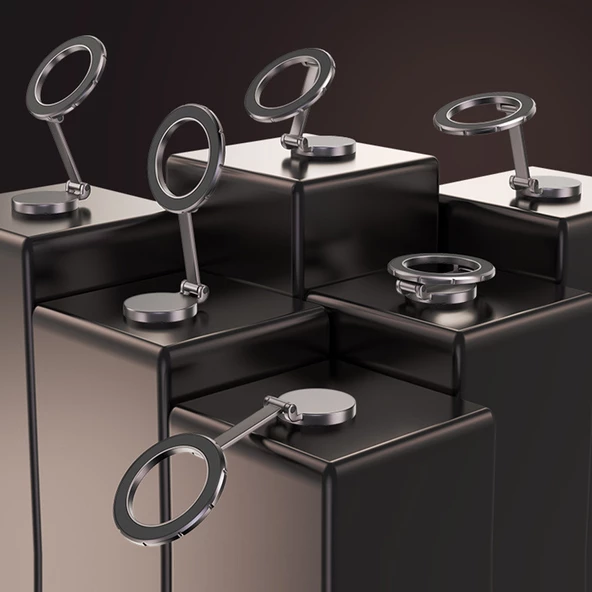 Metal ayarlı mıknatıslı 360 derece telefon tutacağı- nikel / SYTE207 - 6