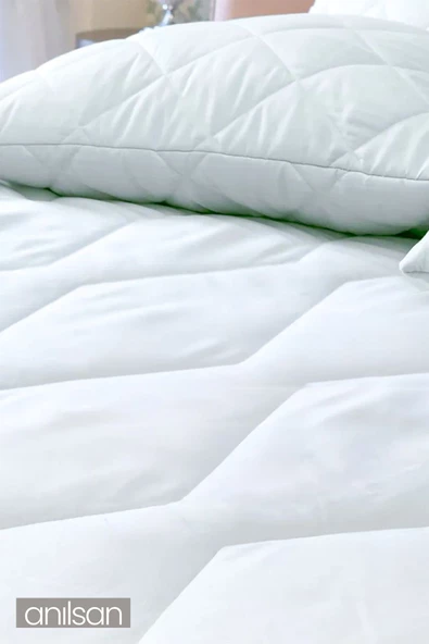 Mikrofiber Çift Kişilik Yorgan, 195x215cm, Beyaz Ev Ve Otel Yorganı, Sade Ve Zarif - 3