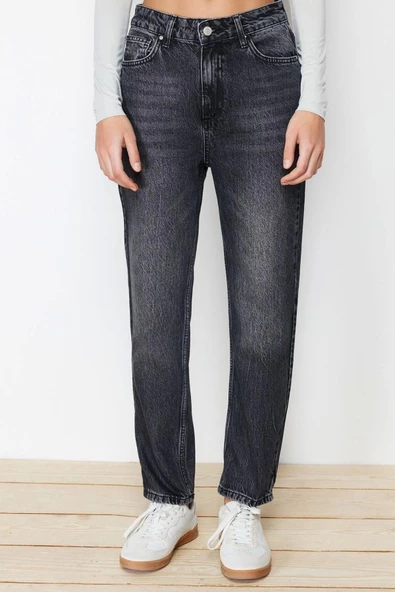 Kadın Moda Şık Kot Pantolon Geniş Paça Uzun Boy Denim Yüksek Bel Straight Jeans