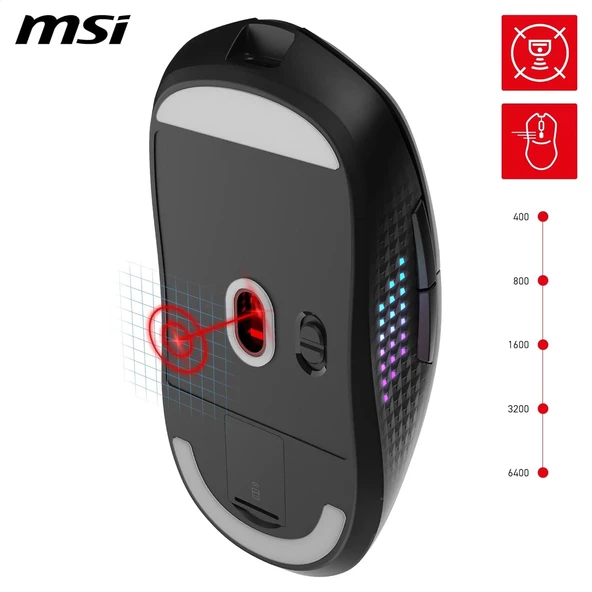 MSI GG VERSA 300 ELITE WIRELESS 2.4 GHz KABLOSUZ Bluetooth 5.3 USB 2.0 KABLOSUZ MOUSE - 5