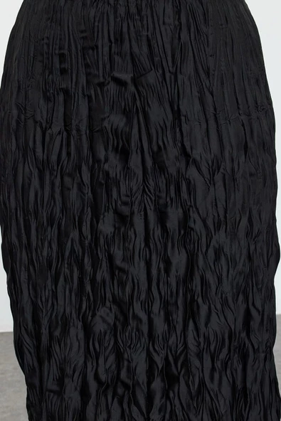 Kadın Moda Stil Midi Astarsız Dokuma Büyük Beden Dokuma Etek - 4