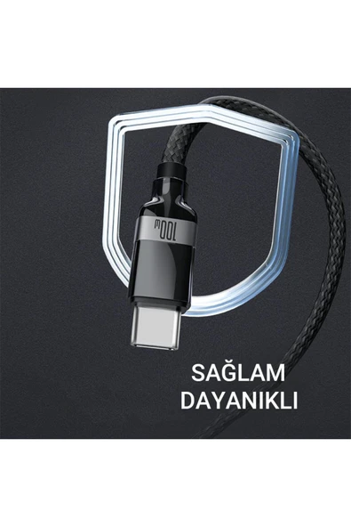 Galaxy Z Flip Z Fold 2 3 4 5 Şarj Kablosu Type-C to Type-C 1.2M 100W Hızlı Şarj Data Az-LS38CC - 3