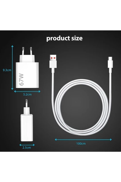 Xiaomi Redmi 8 8A 9 K20 K30 Pro Şarj Aleti Type-C 67W Hızlı Şarj ( Orijinal Subzero) SBZ-SG51 - 3