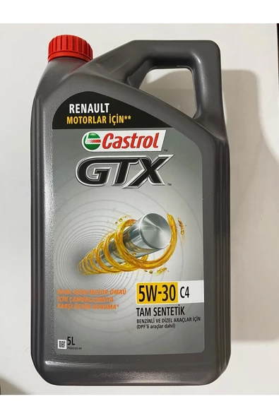 CASTROL GTX 5W-30 C4 (Renault Motor ve DPF 'li araçlar dahil) motor yağı 5 Litre – 2024 - 2