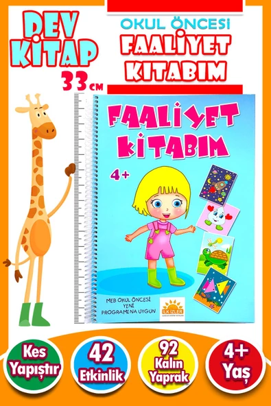 4 + Yaş Okul Öncesi Faaliyet Kitabım DEV KİTAP - 42 Etkinlik - 92 Kalın Yaprak - Kes Yapıştır