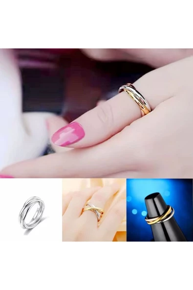 Vipfoni Çelik Unisex Üçlü Alyans Stres Yüzüğü - 2