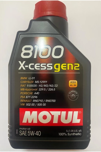 Motul 8100 X-cess Gen2 5W-40 Tam Sentetik Motor Yağı 1L - 2024