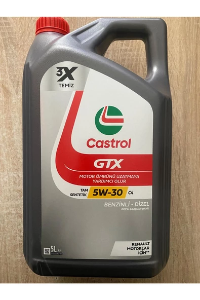 CASTROL GTX 5W-30 C4 (Renault Motor ve DPF 'li araçlar dahil) motor yağı 5 Litre – 2024