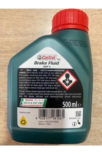 CASTROL Brake Fluid Dot 4 Fren Hidroliği 500 ml – 2024 - Resim 2