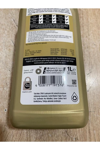 CASTROL Edge 5W-30 LL Tam Sentetik Motor Yağı ( 5L + 1L ) 6L - 2024 ) - Resim 5