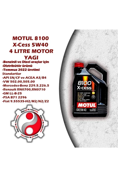 Motul 5w40 8100 X-cess Tam Sentetik 4lt – 2024 ürün görseli