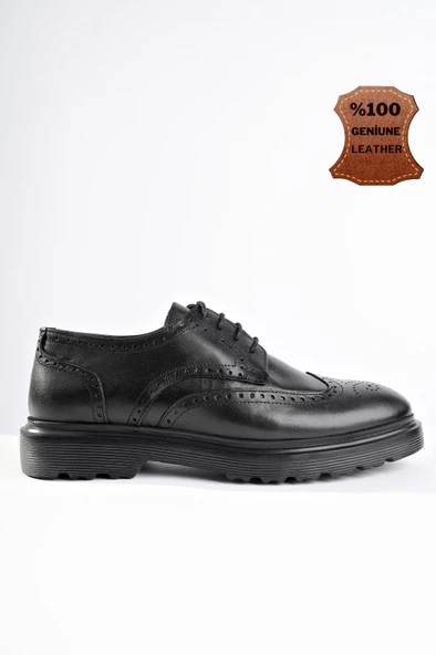Muggo ANDRE Garantili Klasik Hakiki Deri Bağcıklı Ortopedik Erkek Casual Ayakkabı - 9