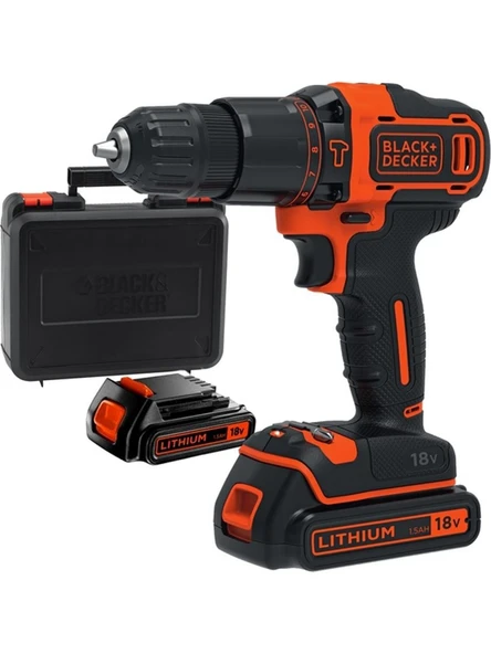 Black&Decker BDCHD18KB 18V Li-ion Çift Akülü Darbeli Matkap Siyah