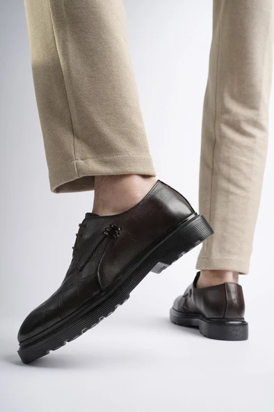 Muggo RODİLLA Garantili  Klasik Hakiki Deri Bağcıklı Ortopedik Erkek Casual Ayakkabı - 7