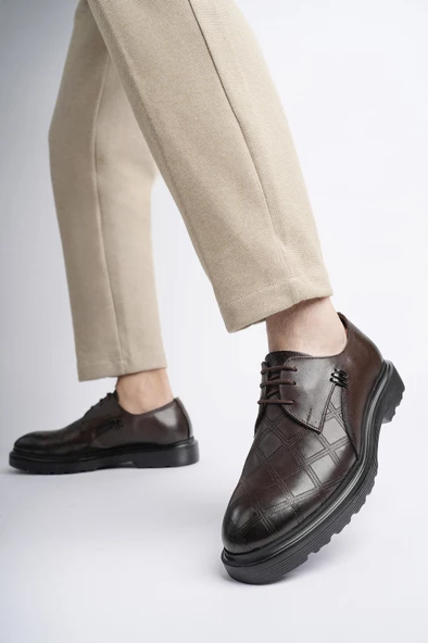 Muggo RODİLLA Garantili  Klasik Hakiki Deri Bağcıklı Ortopedik Erkek Casual Ayakkabı - 6