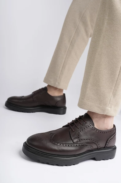 Muggo ANDRE Garantili Klasik Hakiki Deri Bağcıklı Ortopedik Erkek Casual Ayakkabı - 5