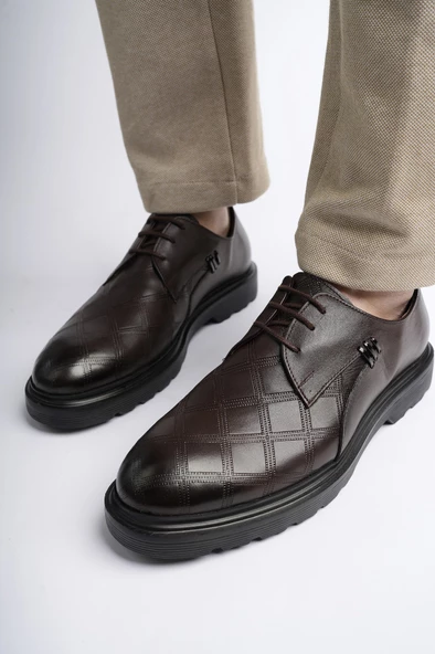 Muggo RODİLLA Garantili  Klasik Hakiki Deri Bağcıklı Ortopedik Erkek Casual Ayakkabı - 5