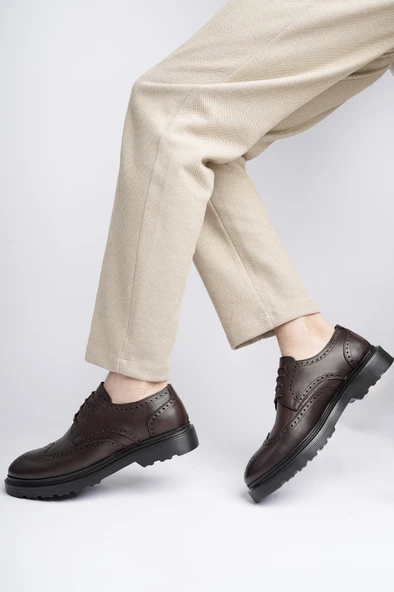 Muggo ANDRE Garantili Klasik Hakiki Deri Bağcıklı Ortopedik Erkek Casual Ayakkabı - 6