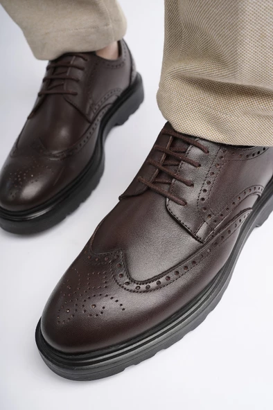 Muggo ANDRE Garantili Klasik Hakiki Deri Bağcıklı Ortopedik Erkek Casual Ayakkabı - 8