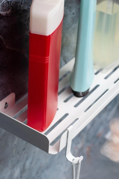 Metal Banyo Düzenleyici Organizer Şampuan Rafı Beyaz - 6