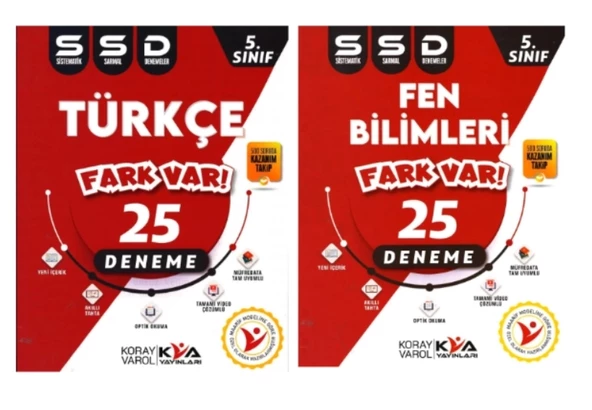 KORAY VAROL YAYINLARI 5.SINIF TÜRKÇE-FEN BİLİMLERİ 25'Lİ SARMAL DENEME (MAARİF MODELİ)