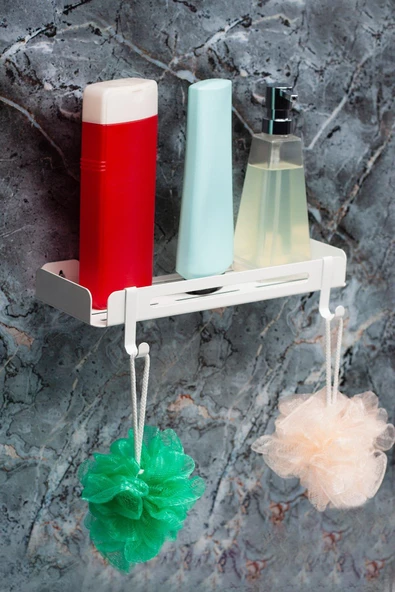 Metal Banyo Düzenleyici Organizer Şampuan Rafı Beyaz - 2