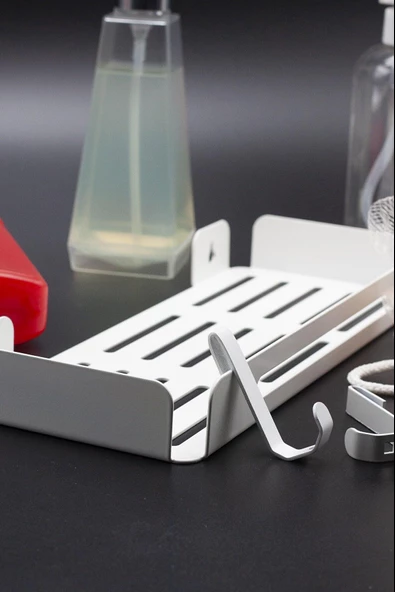 Metal Banyo Düzenleyici Organizer Şampuan Rafı Beyaz - 3