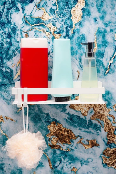 Metal Banyo Düzenleyici Organizer Şampuan Rafı Beyaz - 4