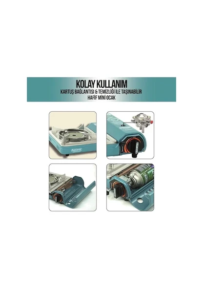 Orcamp Seramik Tekli Portatif Kamp Ocak Gaz Stop Emniyetli Mavi - 2