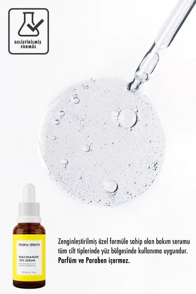 Maru.Derm Niacinamide %10 + Hyalüronik Asit + Panthenol Cilt Bakım Serumu 30 Ml - 4