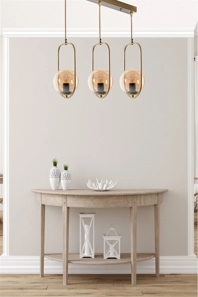 Lumexx AHUU 3 LÜ SIRALI BAL CAMLI AVİZE ürün görseli