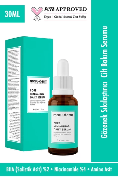 Maru.Derm Gözenek Sıkılaştırıcı Bha Ve Peptid Cilt Bakım Serumu 30 Ml - 3