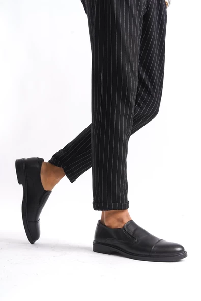 Erkek Hakiki Deri Maskaretli Yanı Lastik Detaylı Yuvarlak Burun Casual Ayakkabı - Resim 3