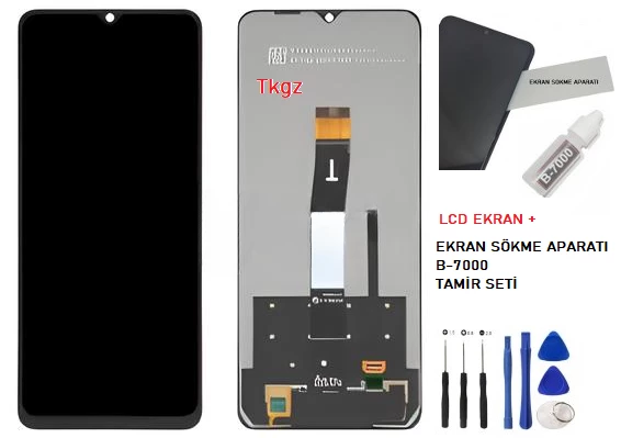 Tkgz - Xiaomi Redmi 12C  Lcd Ekran Dokunmatik -A- Kalite + B-7000 + TAMİR SETİ ürün görseli