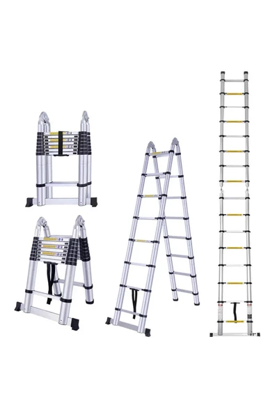 Ebax Teleskopik Merdiven Çift Taraflı 6+6 Basamaklı 4,4 Mt ürün görseli
