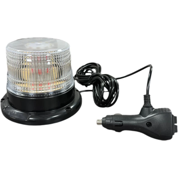 Çakarlı Tepe Lambası Mıknatıslı 7 fonksiyonlu kırmızı-mavi Çakmaklıklı - Resim 2